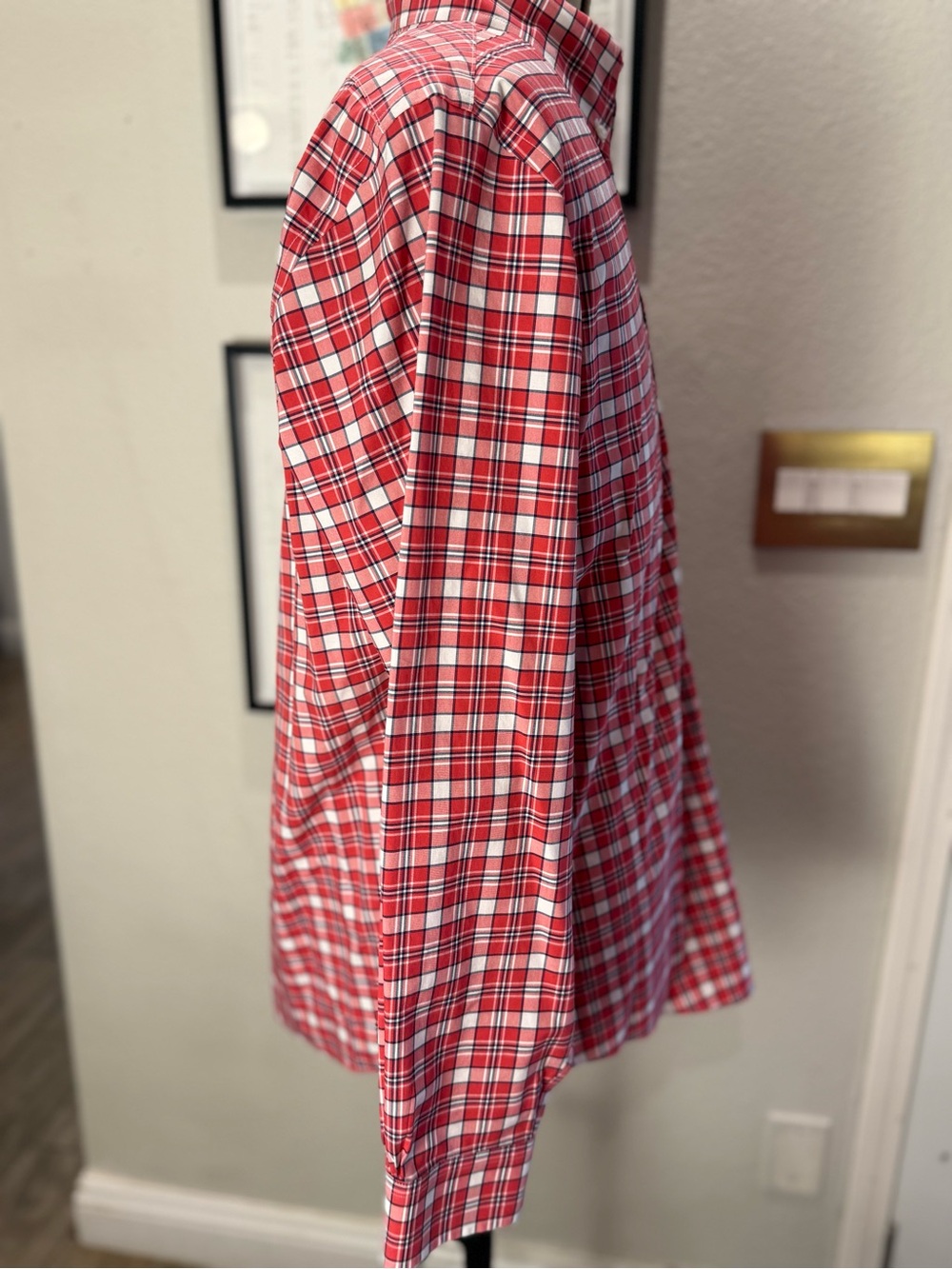 Brooks Brothers Regent L Red White Plaid Non-Iron Supima Button-Down Shirt - Picture 4 of 9